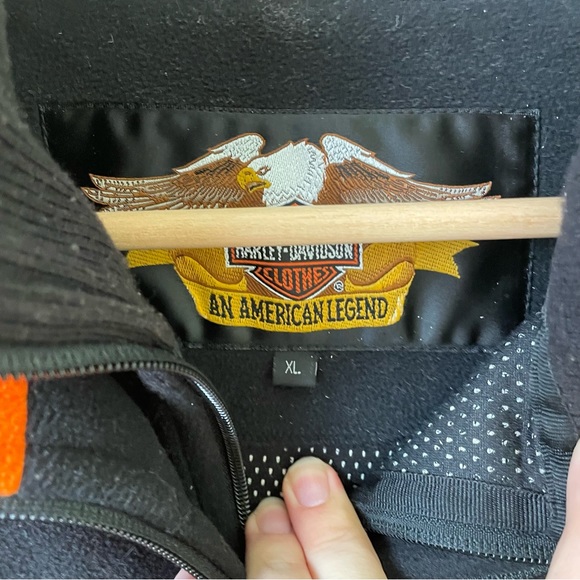 Harley-Davidson Orange & Black Thick Fleece Jacket SZ XL - Picture 8 of 11